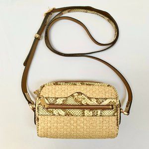 Gucci Mini GG Ophidia Straw Shoulder Bag Snakeskin